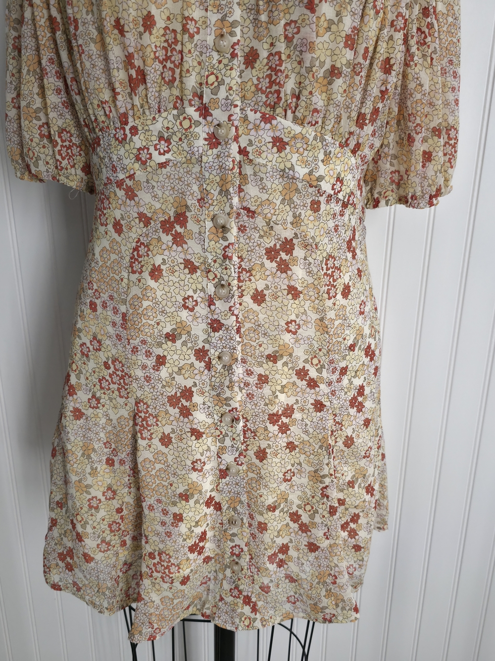 NWT Free People Floral Mini Dress Button Front Cottagecore Size M - Picture 4 of 15